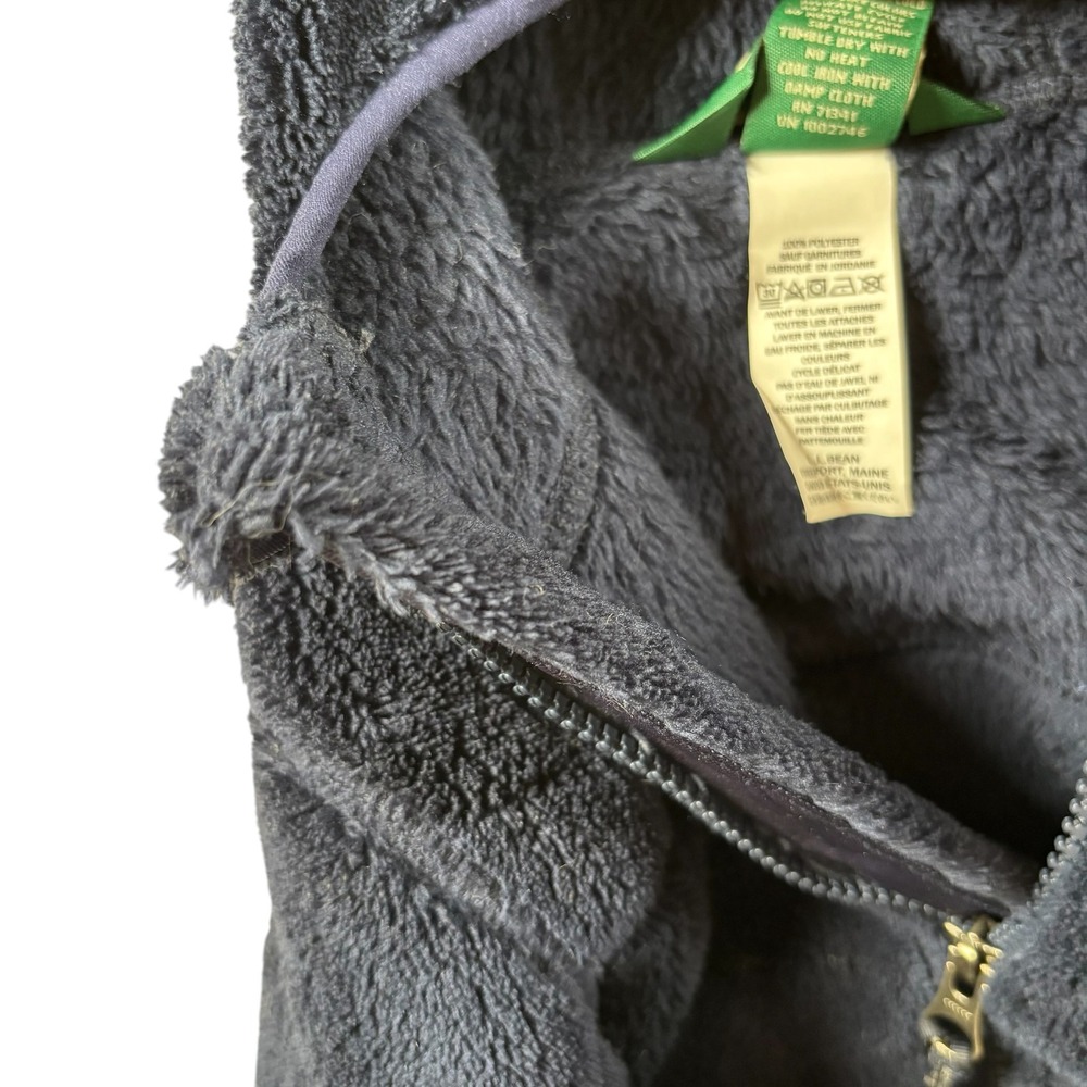VTG LL Bean Kids Blue High-Pile Fleece Full Zip Hooded Jacket Size M 5/6 Hiking - Picture 7 of 8